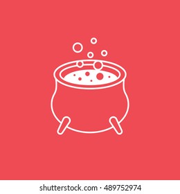 Cooking Halloween Concept Line Icon On Red Background