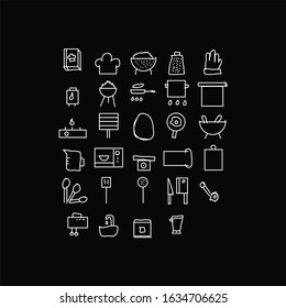 Cooking Hand Drawn Icon Set. Fully Editable Vector. Unique and Authentic.