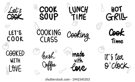 Cooking handwritten set with elements