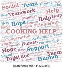 Cooking Help word cloud. Vector made with text only.