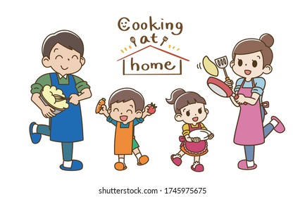 Cooking at home / Happy family cooking food at home