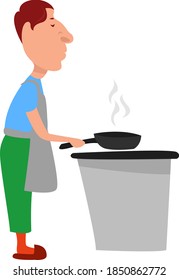 Cooking at home, illustration, vector on white background
