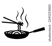 Cooking Hot Noodles. Noodle icon.
