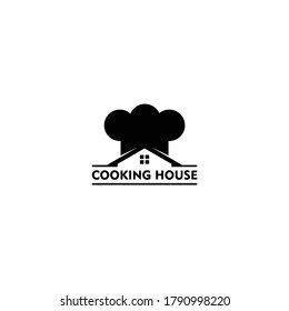 the cooking house logo with a chef's hat with the roof of a house under it
