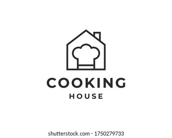 Cooking house logo design vector. Combination of a house and a chef's hat. 