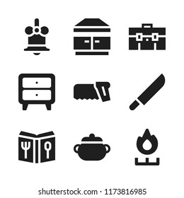 cooking icon. 9 cooking vector icons set. tools and utensils, stove and cupboard icons for web and design about cooking theme