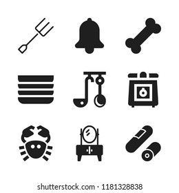 cooking icon. 9 cooking vector icons set. crab, utensils and cupboard icons for web and design about cooking theme