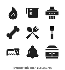 cooking icon. 9 cooking vector icons set. silverware, extractor hood and bone icons for web and design about cooking theme