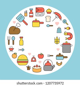 cooking icon background flat design editable outline