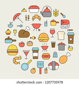 cooking icon background flat design editable outline
