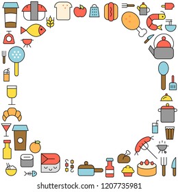 cooking icon background flat design editable outline