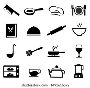 Cooking icon collection, Cooking Symbol  set vector , black and white color 