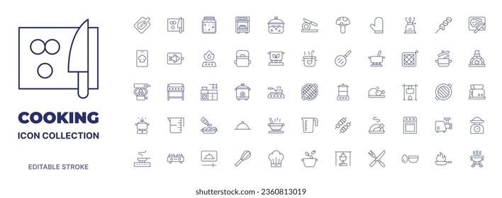 Cooking icon collection. Thin line icon. Editable stroke. Editable stroke. Cooking icons for web and mobile app.