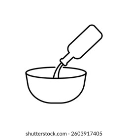 Cooking icon editable stroke: adding oil dish
