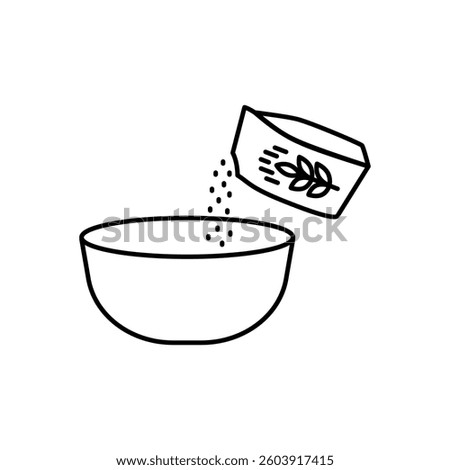Cooking icon editable stroke: flour adding to dish