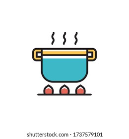 diseño de color vectorial de contorno relleno del icono de cocina. aislado en fondo blanco