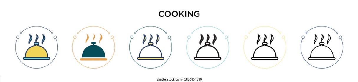Cooking icon in filled, thin line, outline and stroke style. Vector illustration of two colored and black cooking vector icons designs can be used for mobile, ui, web