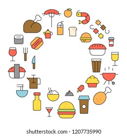 cooking icon frame background flat design editable outline