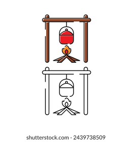 Kochsymbol-Illustration. Weißer Hintergrund. Camping Vektor-Symbol.