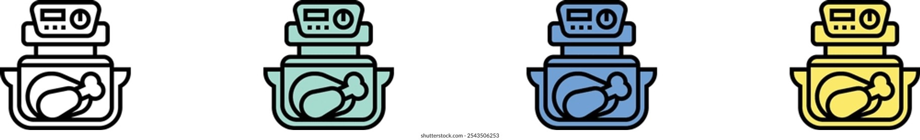 cooking icon. Outline, Green, Blue and Yellow Style Design Isolated On White Background