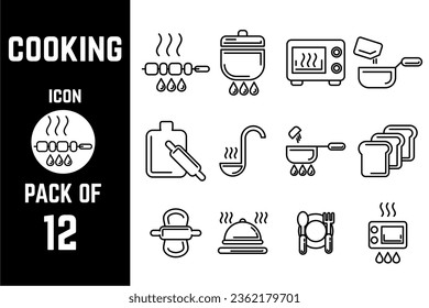 Plantilla vectorial de linearato de paquete de iconos de cocina