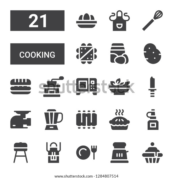 Cooking Icon Set Collection 21 Filled Stock Vector (Royalty Free