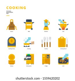 Cooking icon set for digital media and printing media.