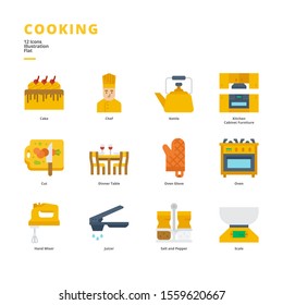 Cooking icon set for digital media and printing media.