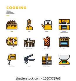 Cooking icon set for digital media and printing media.