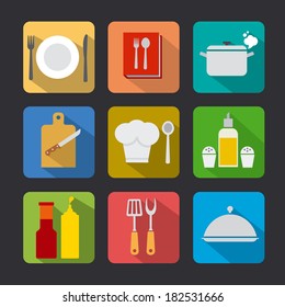cooking icon set flat