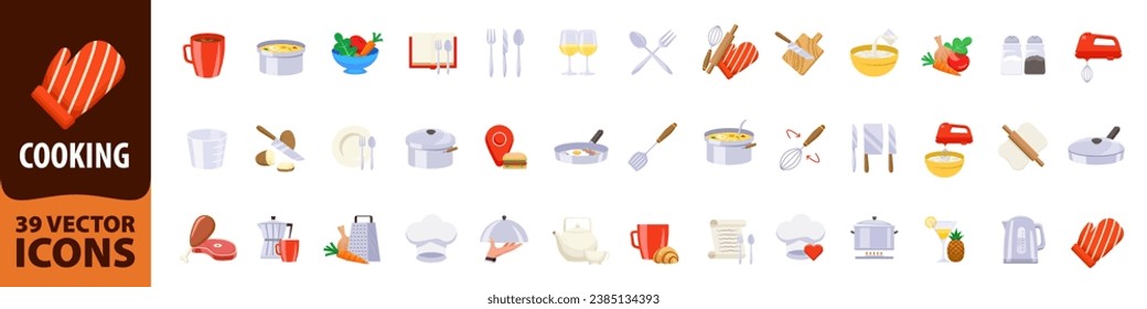 Cooking icon. Cooking icon set. Flat style.