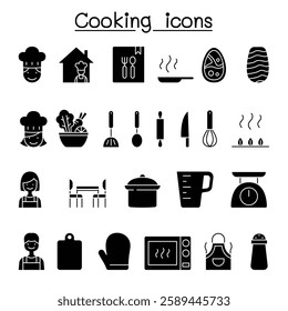 Cooking icon set in glyph style