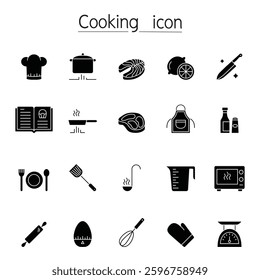 Cooking icon set in glyph style