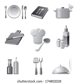 cooking icon set gray