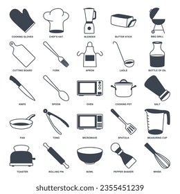 Cooking  icon set, Included icons as Knife, Bowl, Blender and more symbols collection, logo isolated vector illustration