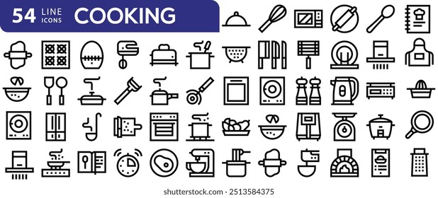 Cooking icon set. Cooking and kitchen icon. Linear style. Vector illustration.
