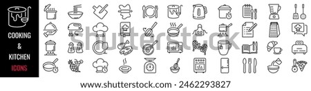 Cooking icon set. Cooking and kitchen icon. Linear style. Vector illustration.