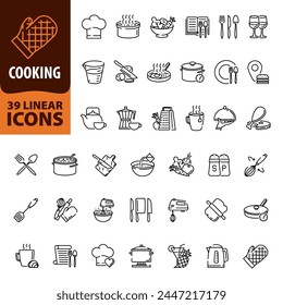 Cooking icon. Cooking icon set. Liner style.