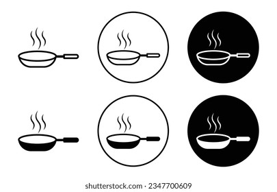 Cooking icon set. Cooking pan with handle vector symbol in black filled and outlined style. 