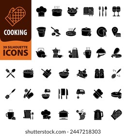 Cooking icon. Cooking icon set. Silhouette style.