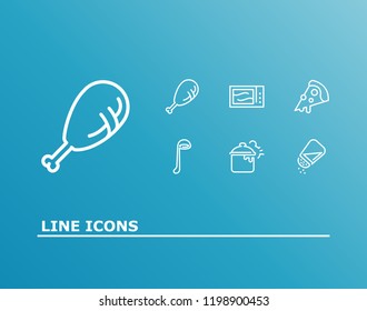 Cooking icon set and cooking spoon with pizza, microwave and meat. Saucepan related cooking icon vector for web UI logo design.