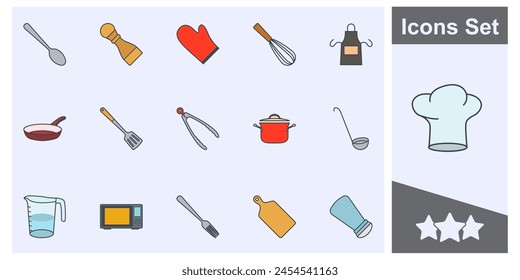 cooking icon set symbol collection, logo isolated vector illustration