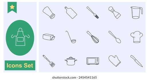 cooking icon set symbol collection, logo isolated vector illustration