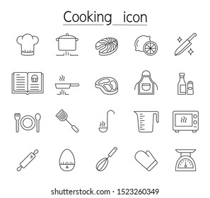 Cooking icon set in thin line style