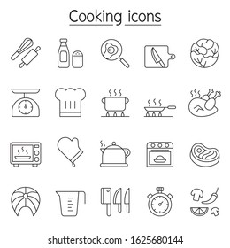 Cooking icon set in thin line style