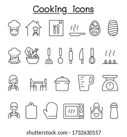 Cooking icon set in thin line style