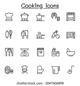 Cooking icon set in thin line style