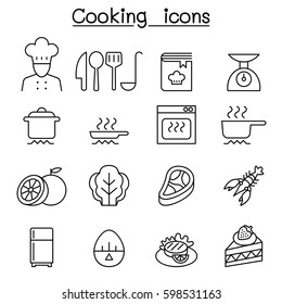 Cooking Icon Set In Thin Line Style