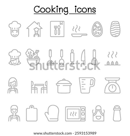 Cooking icon set in thin line style