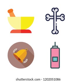 cooking icon set. vector set about vinegar, bones, bell and mortar icons set.